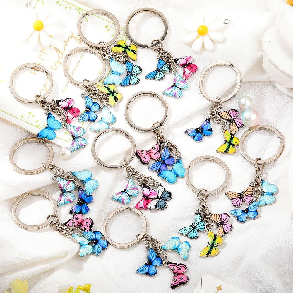 New Colorful Enamel Butterfly Keychain Insects Car Key Ring Women Bag Accessories Jewelry Gifts K4534 | Украшения и аксессуары