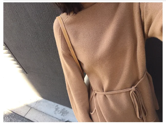 Осенне зимний трикотажный спортивный костюм свитер с высоким воротом для женщин