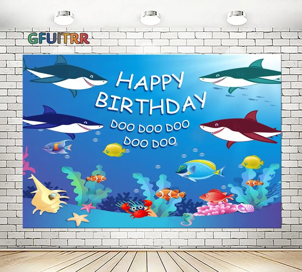 С графикой из мультиков морская Акула ДУ фон для фотосъемки малышей и детей