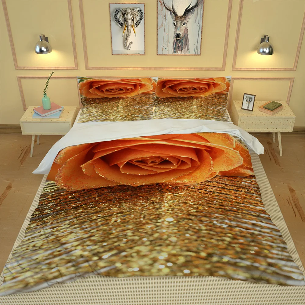 Элегантный домашний текстиль постельные принадлежности золотой комплект