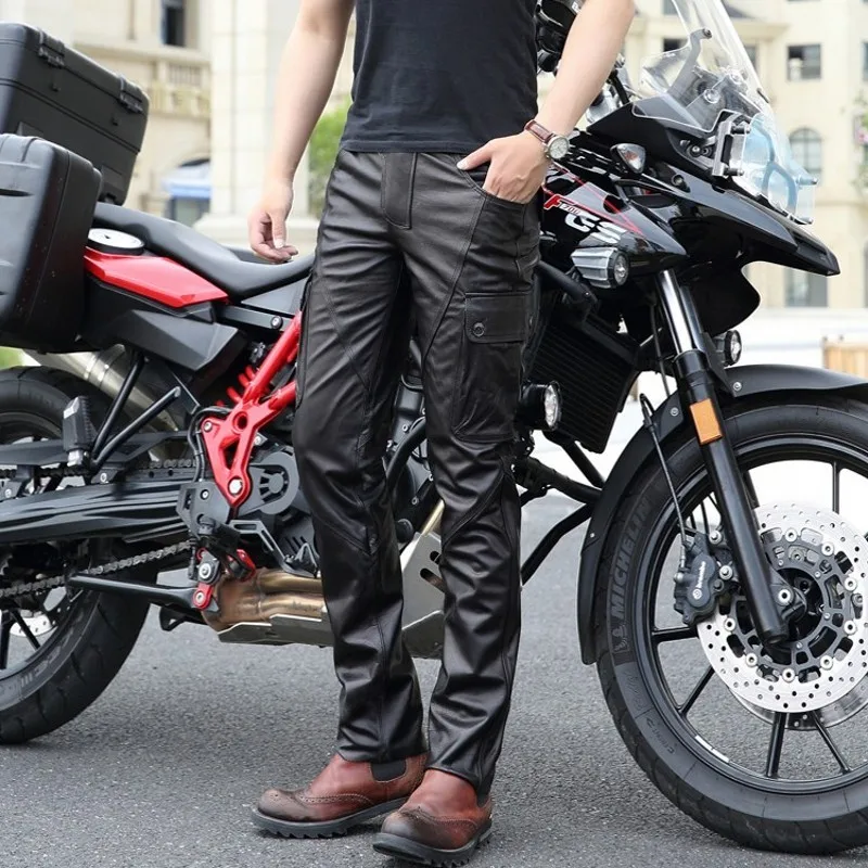 2020 мужские брюки высокого качества модные из натуральной кожи облегающие