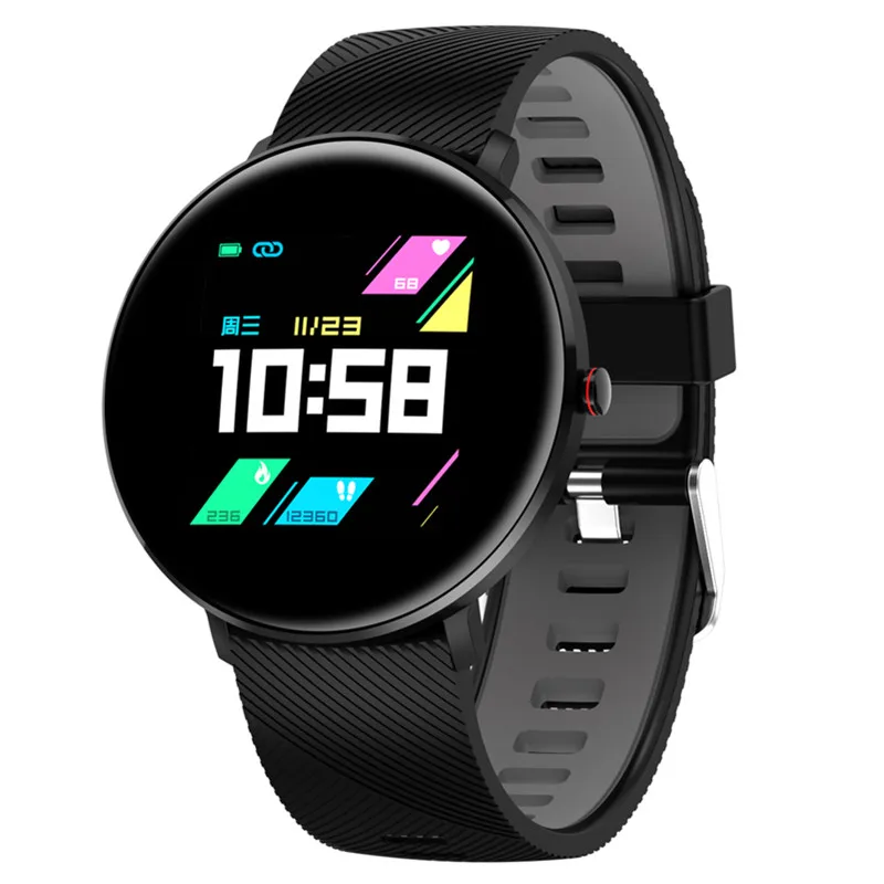 Black grey-silicone Спортивные Смарт-часы с защитой от потери, IP68, для плавания, Bluetooth, умный Браслет, ЭКГ, пульсометр, кровяное давление, фитнес-трекер, часы - Цвет: Black grey-silicone