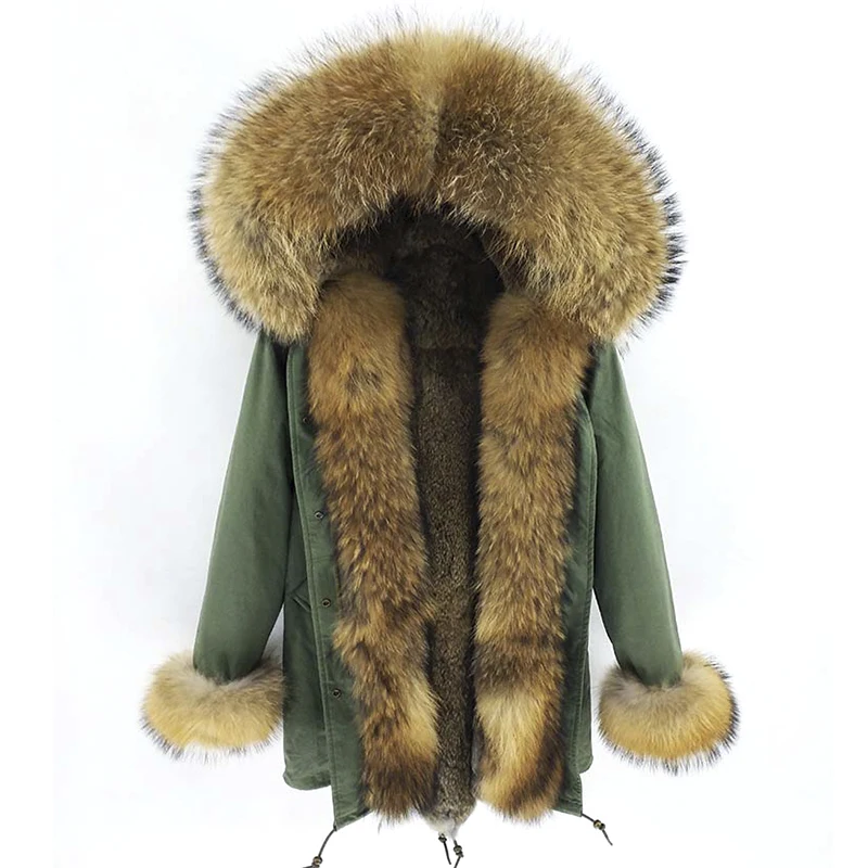

7XL Men Parka Winter Jacket Long Real Rabbit Fur Coat Waterproof Man Parkas Natural Raccoon Fur Hood Real Rabbit Fur Liner