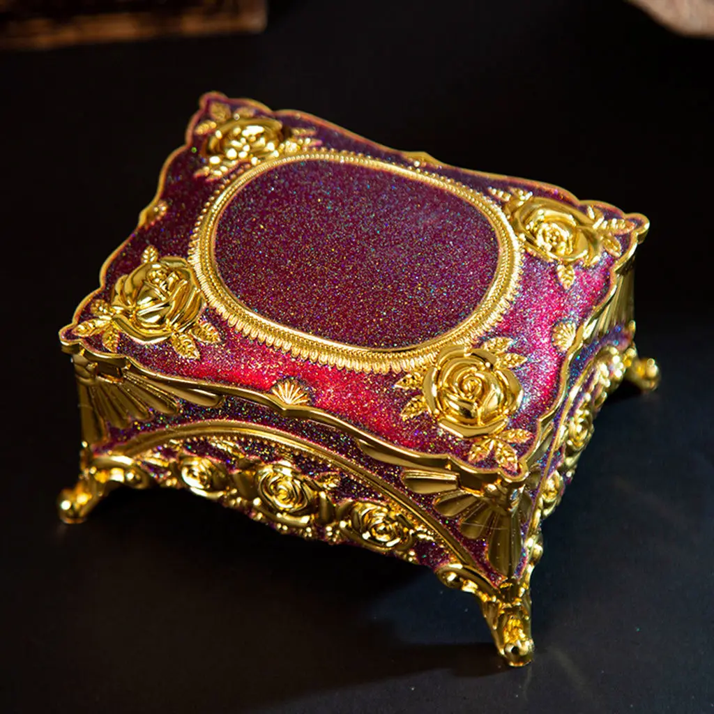 

Antique Jewelry Case Jewels Storeing Holder Trinkets Organizer Box - Red
