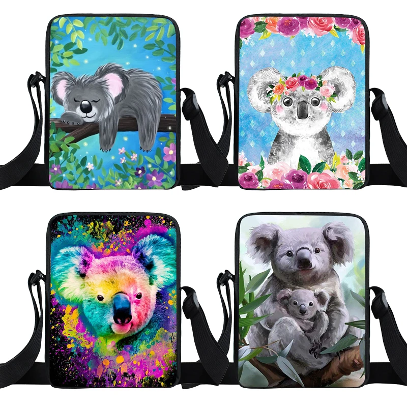 Kawaii Koala Print Messenger Bag Women Girls Handbag Animal Drawing
