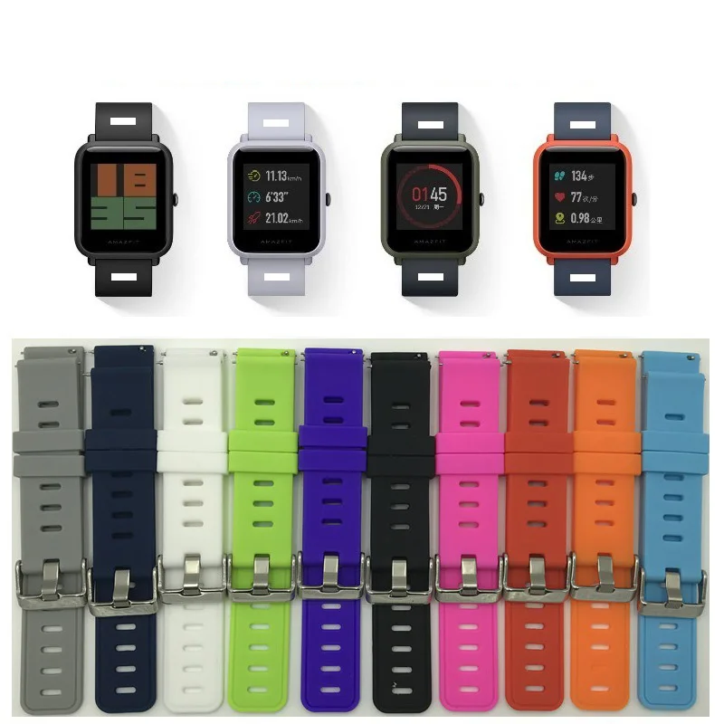 Модные Удобные мягкий силиконовый ремень для Huami Amazfit Bip однотонные 20/22 мм