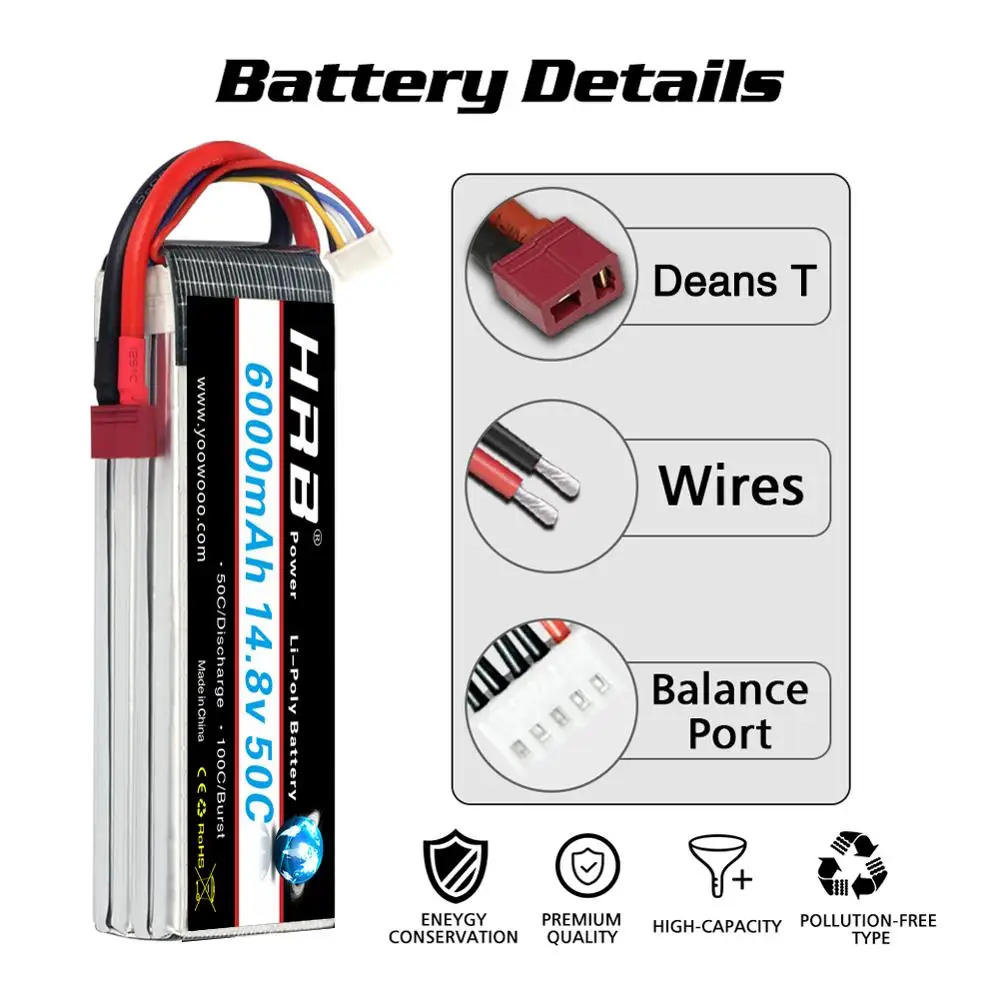 аккумулятор hrb lipo 148 v 5000mah 6000mah 4s 3s 6s 222 v 3300mah 2200mah 1800mah li poly 50c