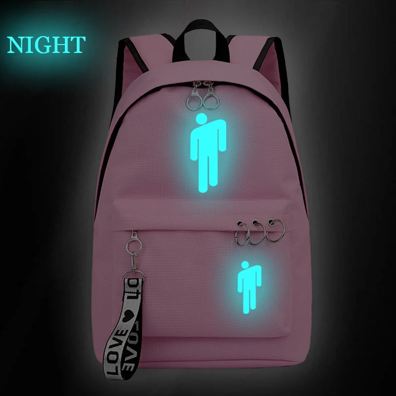 Billie Eilish bag 1 Billie Eilish, школьный рюкзак для девочек, женская сумка для колледжа, сумка для книг, дорожные сумки на плечо, подростковые холщовые рюкзаки, Mochila Escolar - Цвет: Billie Eilish bag 1