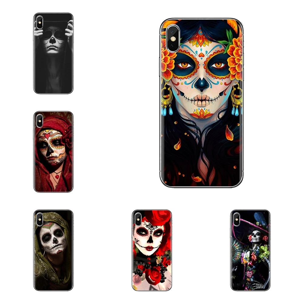 Dia De Los Muertos сахарный Цветочный Череп для Xiaomi Mi3 samsung A10 A30 A40 A50 A60 A70 Galaxy S2 Note 2 большое