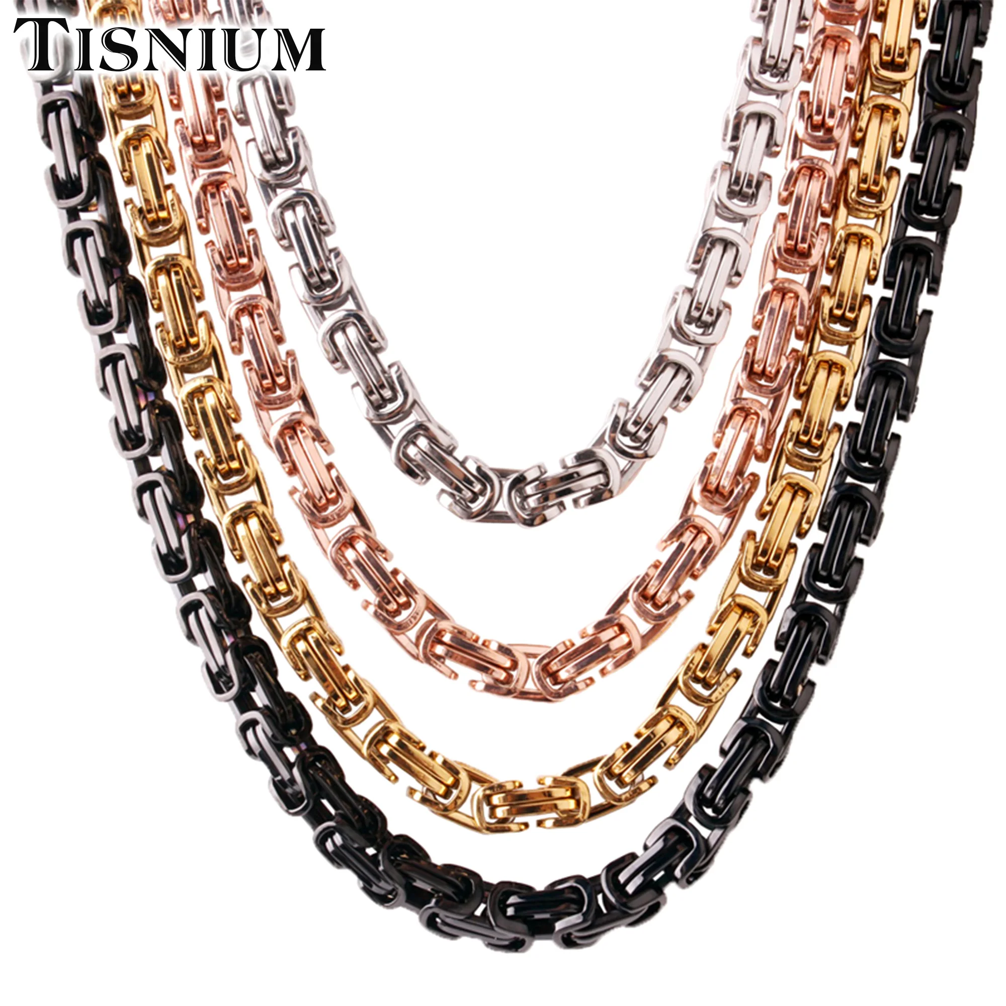 Мужская Византийская цепочка из нержавеющей стали Черное золото элегантное