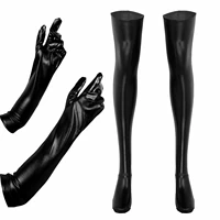 sexy womens latex sexy long gloves with stockings female patent leather gloves nightclub party cosplay costume accessories