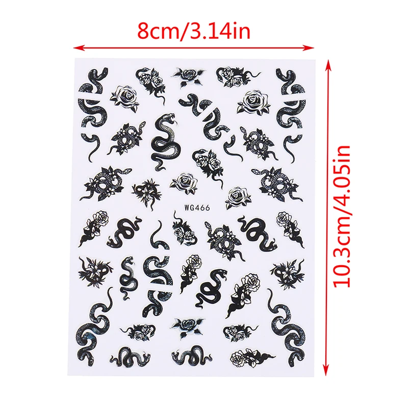 

3D Snake Design Nail Art Stickers Flower Butterfly Transfer Stickers Slider Decals Tip Manicuring Art Decoration Accessories
