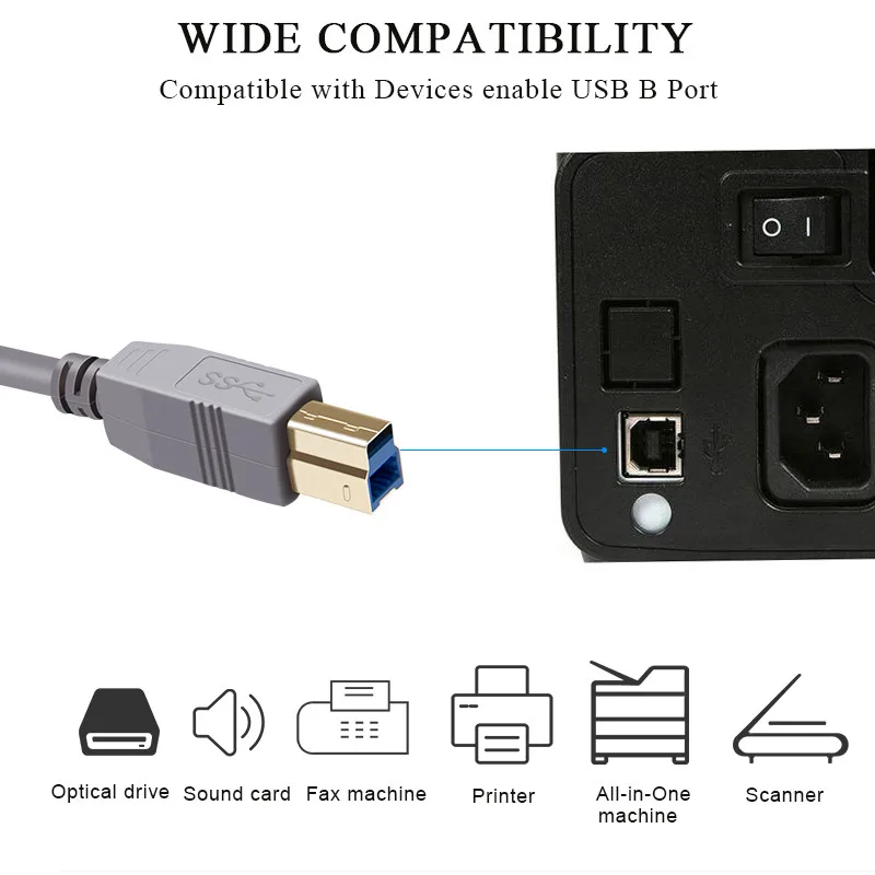 Anmck USB кабель для принтера Тип B Мужской к мужскому 3 0 2 Canon Epson HP ZJiang принтер