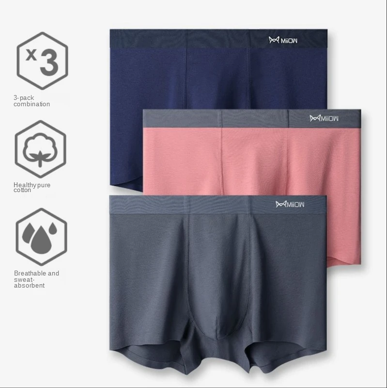 

Brand MiiOW Graphene Seamless Men's Underwear Men's Boxers Cotton Antibacterial Crotch Breathable Boys Boxer Shorts