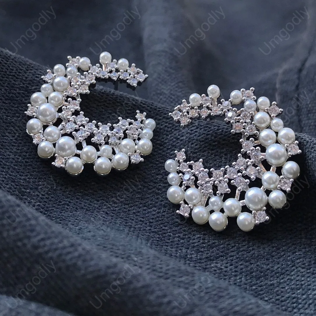 

UMGODLY Fashion S925 Sterling Silver November New Statement Flower Pearls Earrings Women Luxury Brand Party Dinner Jewelry Gift