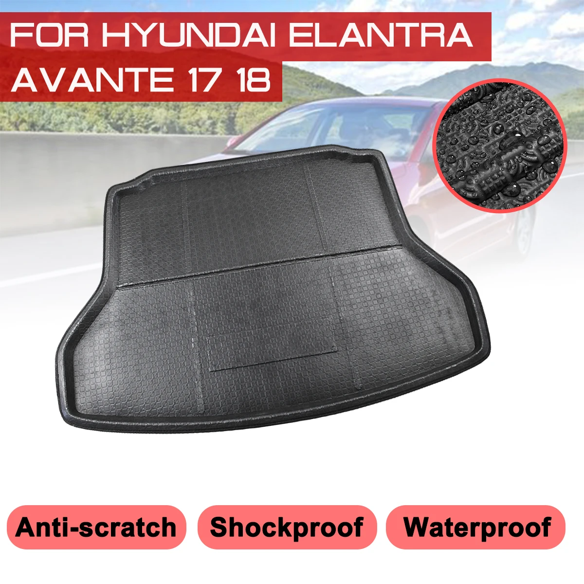 

Коврик для багажника автомобиля Hyundai Elantra Avante 2017 2018, водонепроницаемые напольные коврики, коврик для защиты от грязи, подкладка для груза