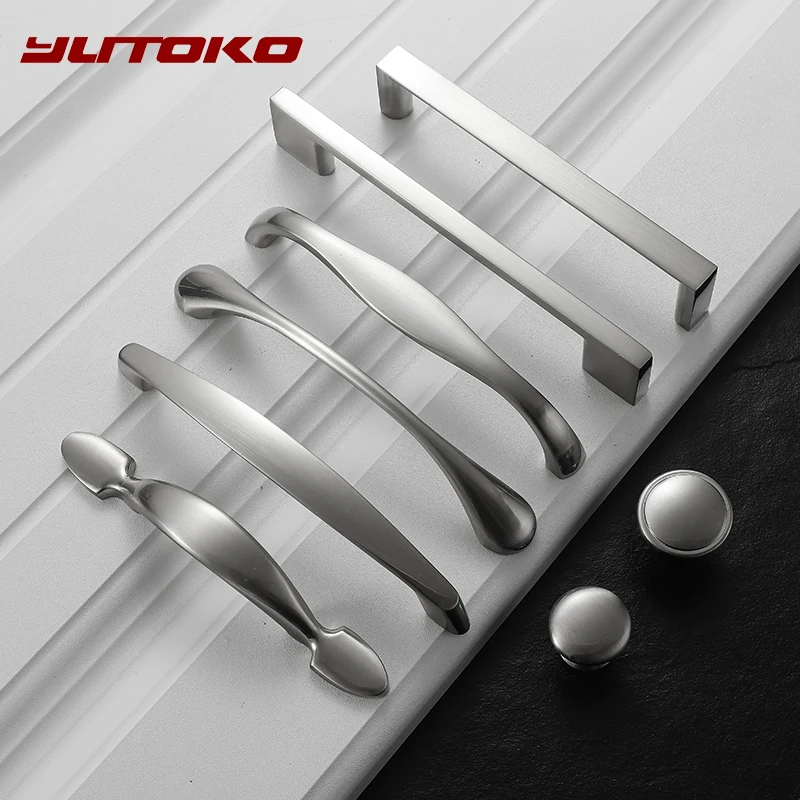 

YUTOKO Cabinet Handles Zinc Alloy Modern Silver Door Handles Elegant Drawer Pulls Knobs Kitchen Furniture Handle Hardware 791