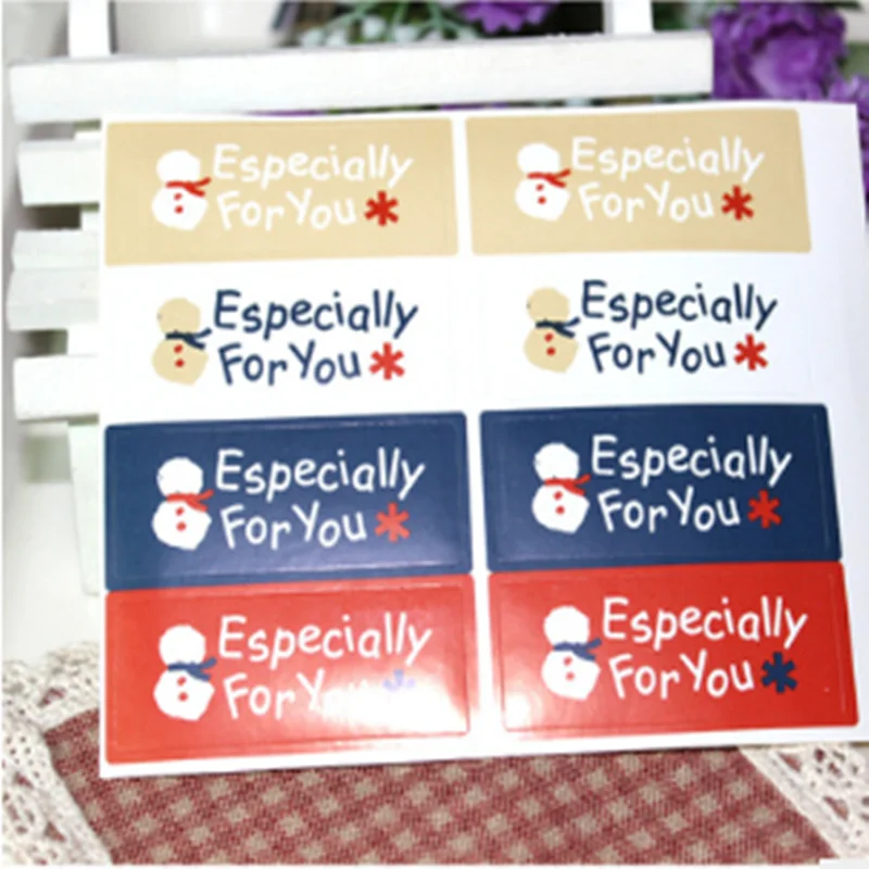 

80pcs/pack Especially For You Snowman Sealing Sticker For Party Favor Gift Bag Stationery