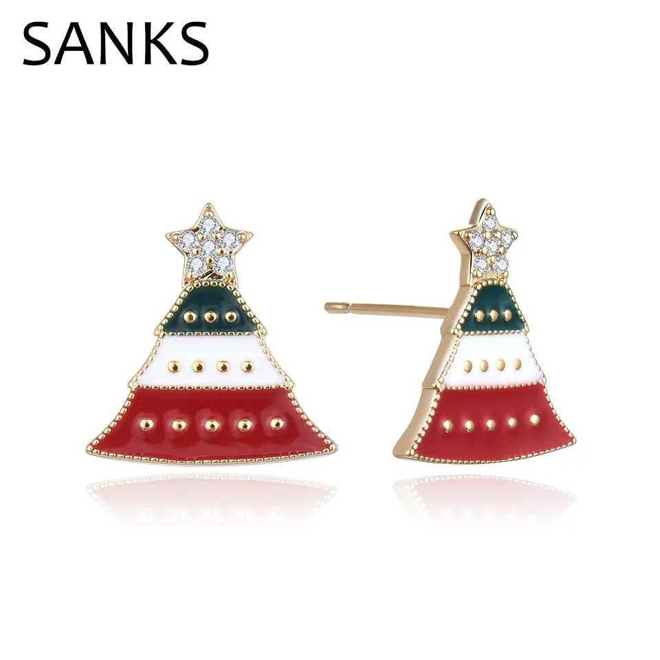 

SANKS Lovely Christmas Tree Earrings Colorful Enamel Fashion Santa Claus Elk Stud Earrings for Women New Year Gifts Accessories