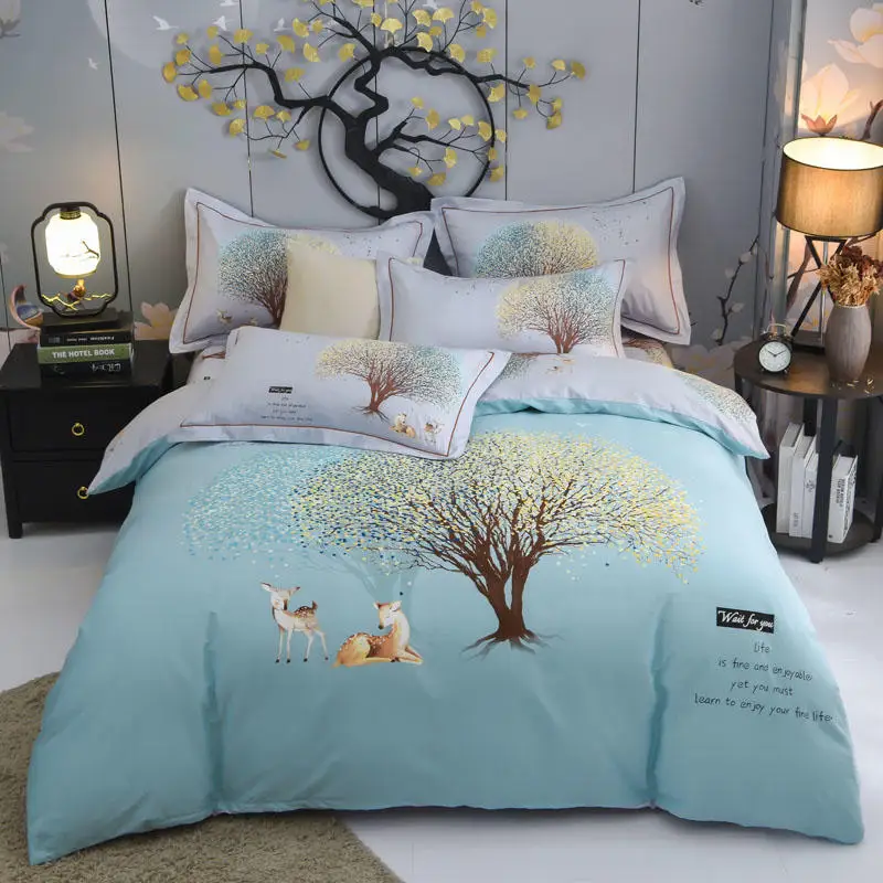 Постельные принадлежности с принтами деревьев постельные из хлопка