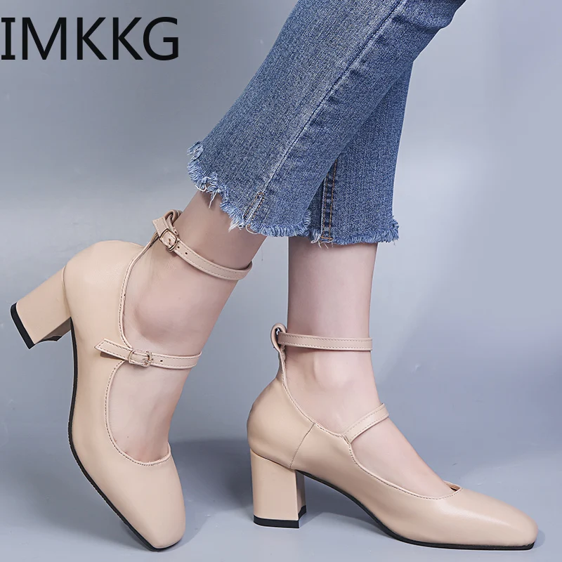 Женские туфли лодочки из искусственной кожи женские на Высоком толстом каблуке в