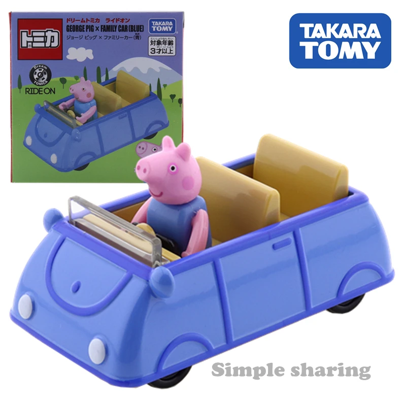 Takara Tomy Dream Tomica Ride On George Pig x Family Blue Car Hot Pop детские игрушки Моторные Машины литые под