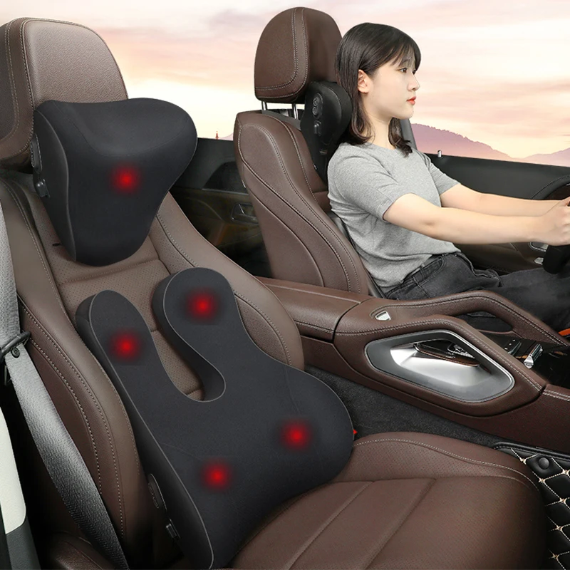 

Car Massage Pillow 5V/USB Charging Headrest Lumbar Support Pillow Relieve Driving Fatigue Auto Accessories Seat Cushions