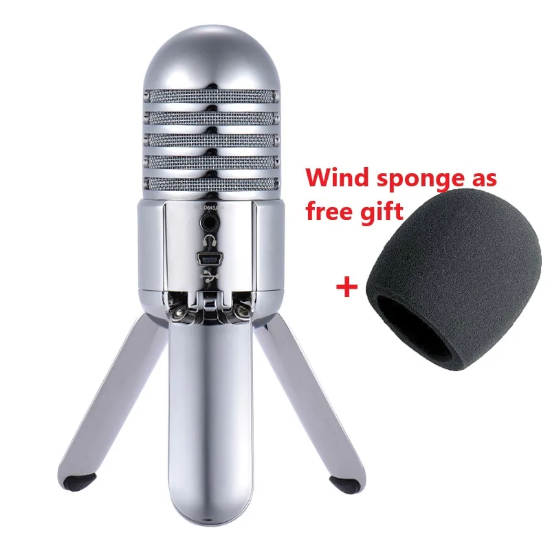 SAMSON Meteor Mic USB конденсаторный микрофон Студийный микрофон кардиоидный для компьютера Ноутбук Сеть черный и серебристый - Цвет: Серебристый