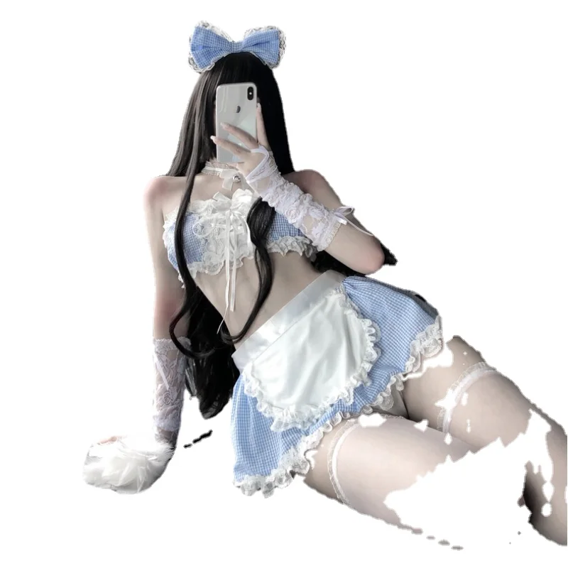 

2021 Sexy Anime Cosplay Costumes Kawaii Blue Sexy Maid Outfit for Woman Bikini for Women Blue White Sailor School Girl Outfit