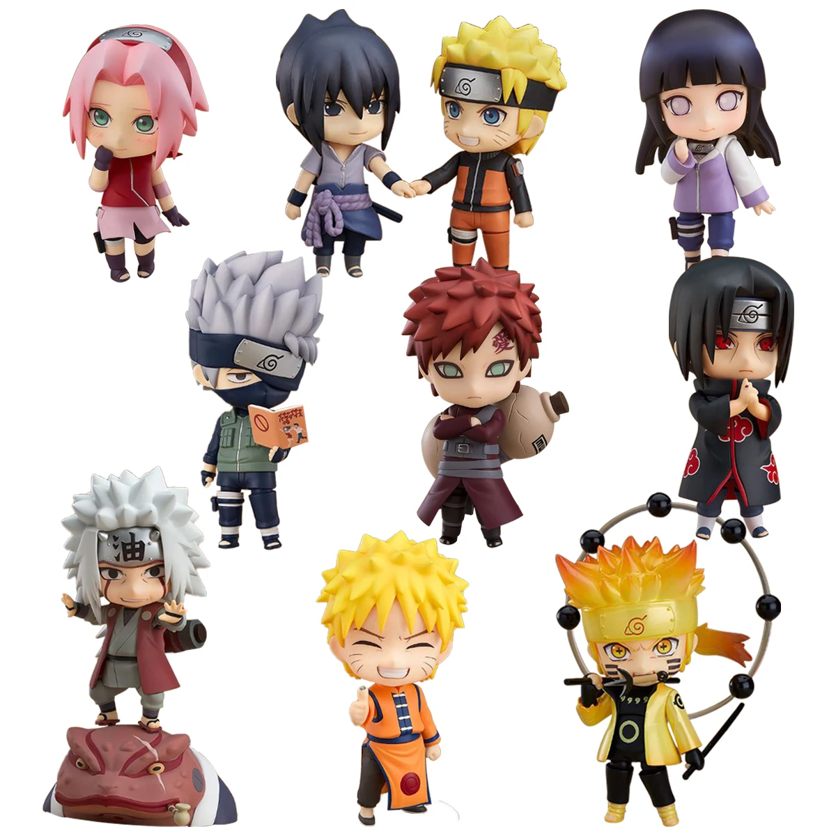 

12 стилей Аниме Shippuden Hinata Sasuke Itachi Kakashi Gaara Jiraiya Sakura Q версия ПВХ Фигурки игрушки куклы подарок для детей
