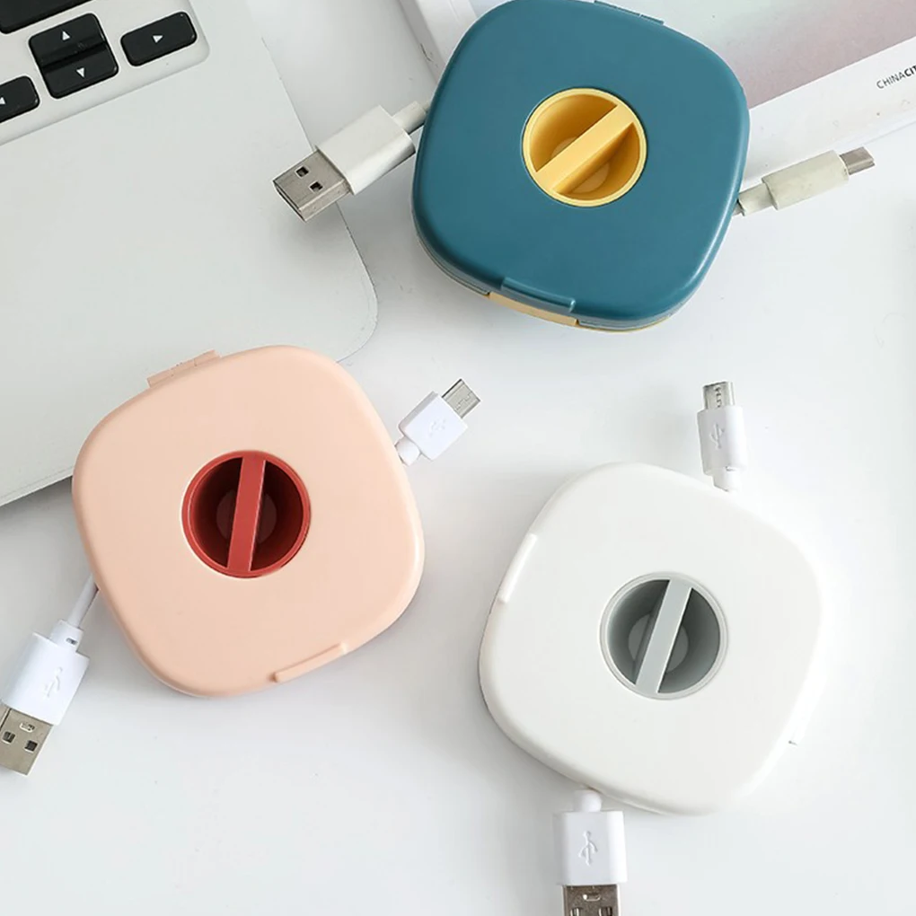 

Cable Organizer Rotating Cable Winder Box Plastic Portable Wire Storage Case Phone Holder Mouse Wire Earphone Cord Storage