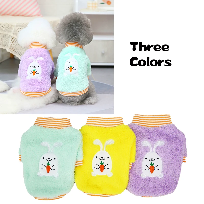 

Теплый флисовый свитер для собак, пуловер с принтом милого кролика, моркови, зимний наряд для щенков, пальто для домашних кошек, Модные свитш...