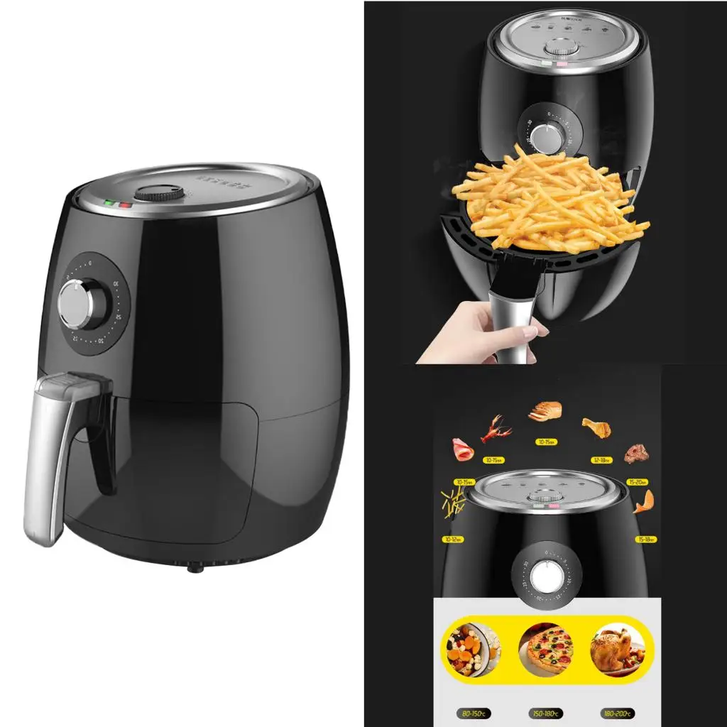 

Air Fryer with Rapid Air Circulation System 30 Minute Timer for Healthy Oil Free or Low Fat Cooking 1350W 3.8L Black