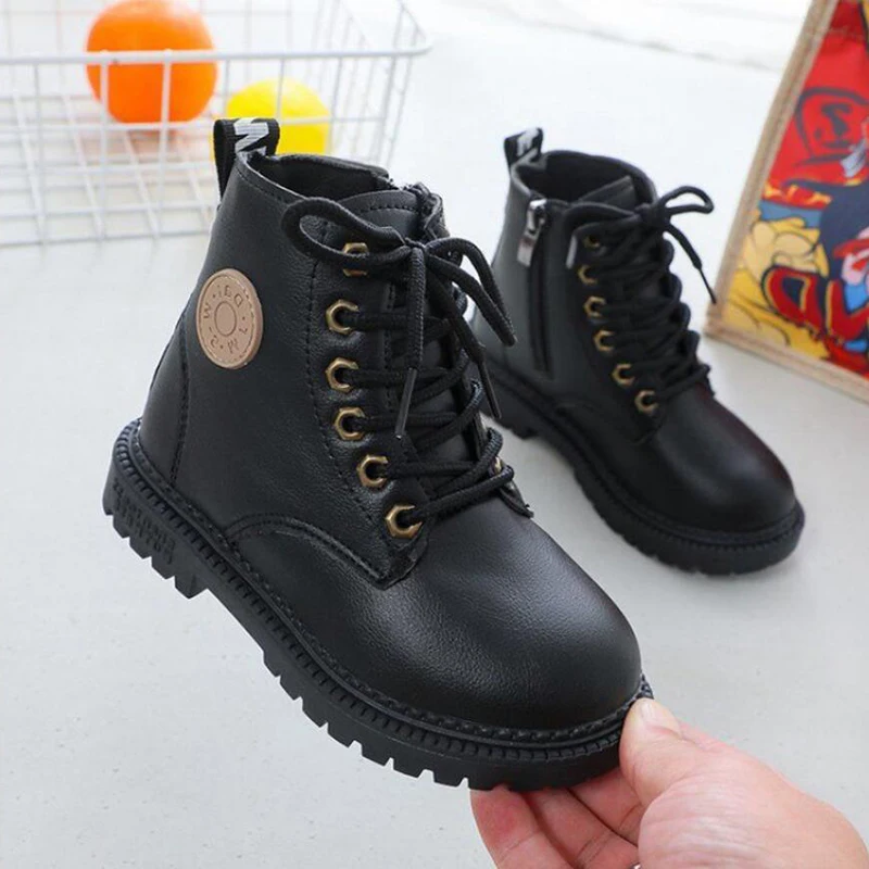 

Ботинки мартинсы детские из ПУ кожи, на плюшевой подкладке, на возраст 2-12 лет