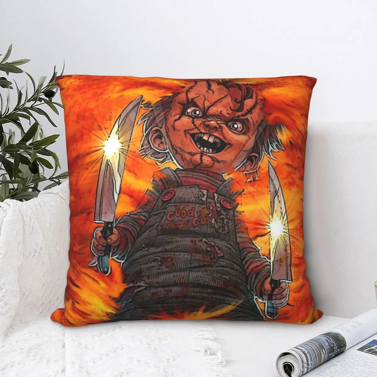 

Good Guy Throw Pillow Case Chucky Jake Wheeler Horror TV Series Short Cushion Covers For Home Sofa Chair Decorative Backpack