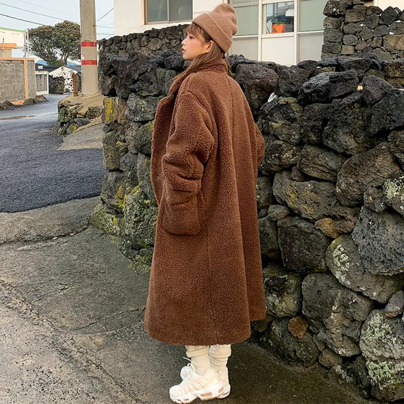 

Female Winter Jacket Solid Turn-down Collar Double Breasted Women Jacket Lamb Fur Women Coat Warm Thick 2020 Winter Coat Women