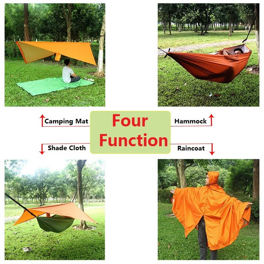 

Camping Hammock Lightweight 4-in-1 Raincoat Rain Cover Hammock Portable Hammock Sunshade Mat for Travel Hiking Backpacking Yard