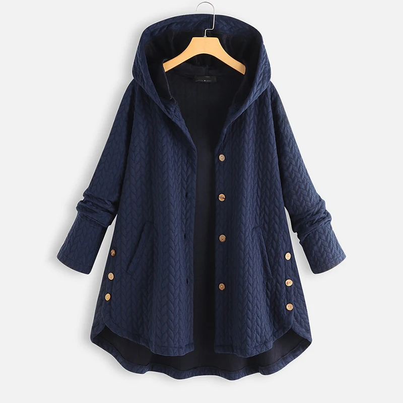 Pure Color Long Sleeve Coats Fashion Autumn Casual Urban Leisure Women's Clothing Regular Hooded Loose Cotton Padded Coat New