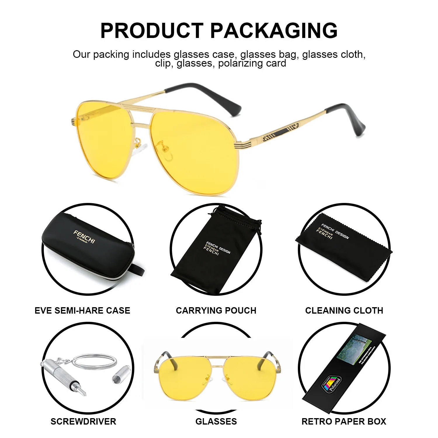 Очки ночного видения для мужчин и женщин поляризационные антибликовые желтые