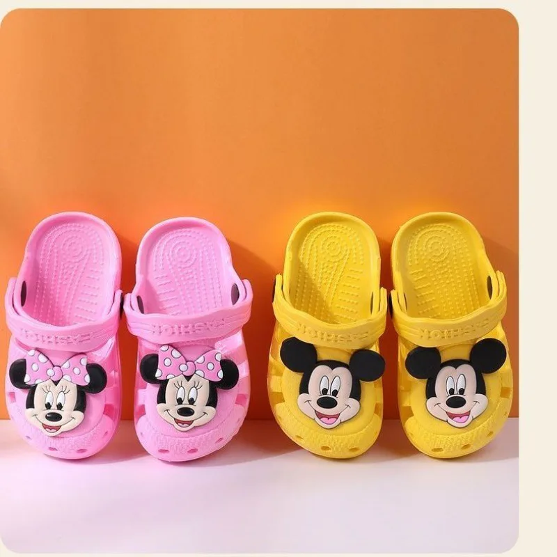 

Нескользящие дышащие тапочки с изображением Микки Мауса из мультфильма Disney, обувь на плоской подошве для новорожденных мальчиков и девочек...