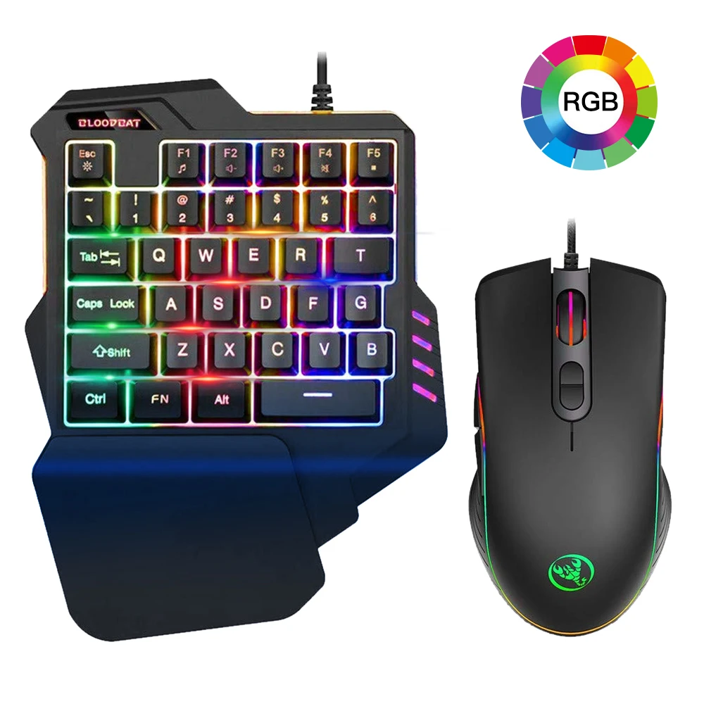 Набор механической игровой клавиатуры для одной руки мышь с RGB подсветкой