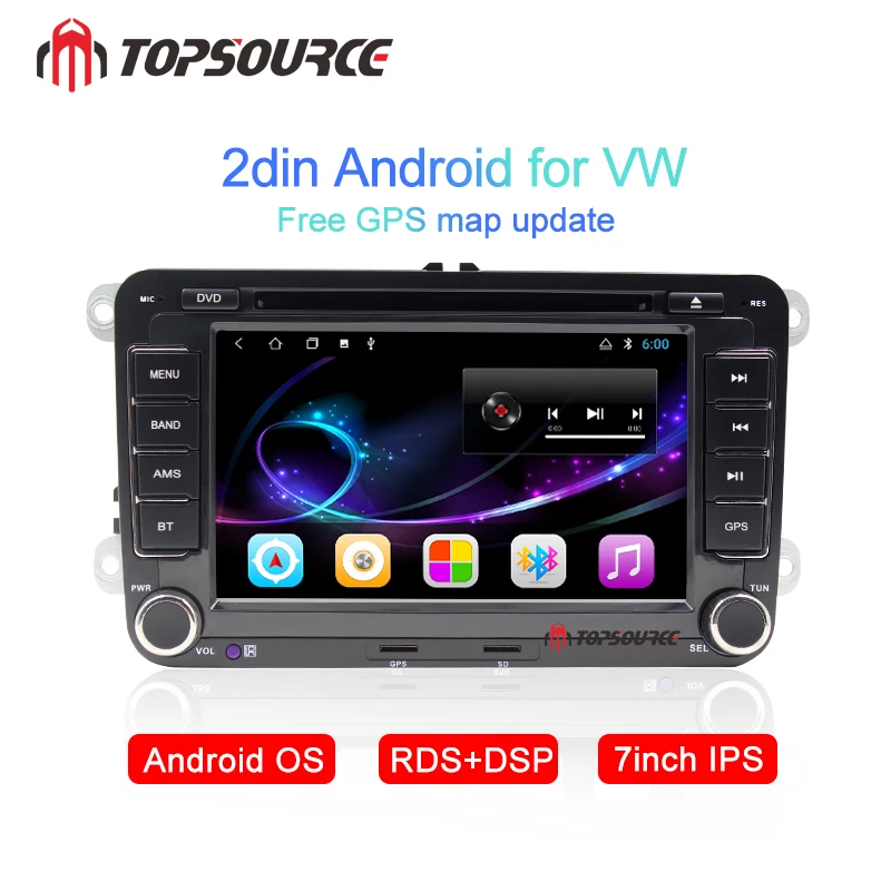 Автомагнитола TOPSOURCE 7 дюймов DVD плеер на Android с GPS Wi Fi для VW Golf Passat POLO Tiguan Skoda Fabia Rapid Seat