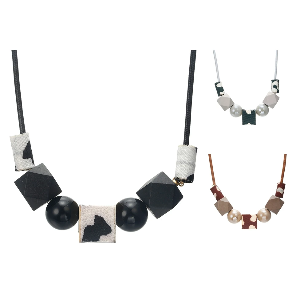 Минималистичные бусы из дерева ожерелье для женщин камуфляжные подвески и