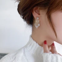 925 silver needle fashion sense simple and versatile bright diamond tassel temperament earrings fashion atmosphere long