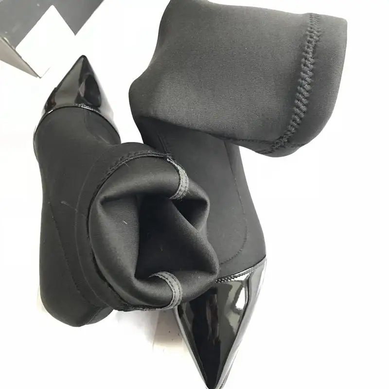 ASILETO большой размер 43 тянущиеся тканевые ботильоны заостренный носок молния