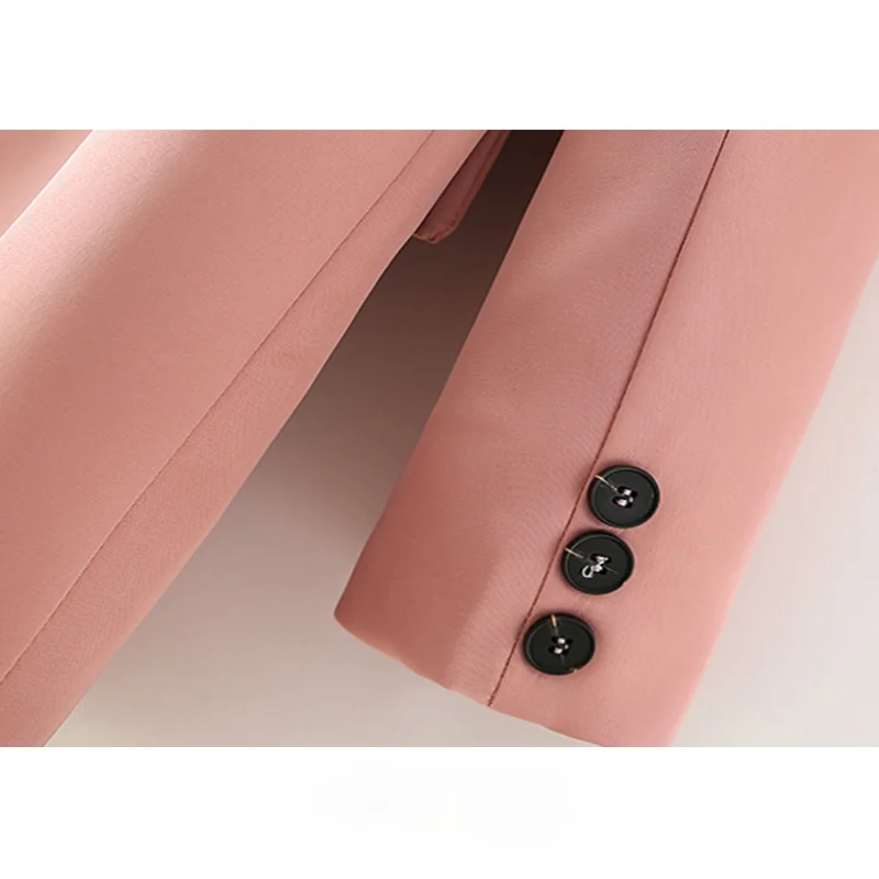 

Women Fashion Office Wear Double Breasted Blazer Coat Vintage Long Sleeve Pockets Female Outerwear Chic Tops