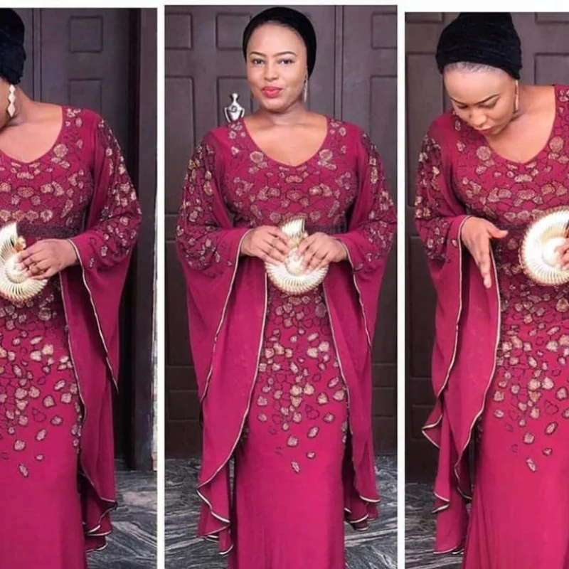 Новый комплект из обуви в африканском стиле платья для женщин с вышивкой