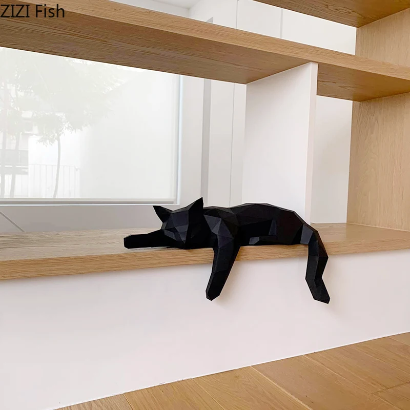 

Modern Handmade Origami DIY Three-dimensional Animal Desktop Decoration Geometric Folding Cat Crafts Home Decoration Accessories