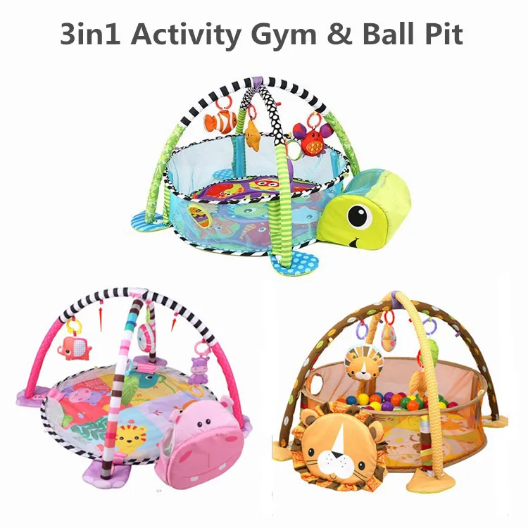 Three-in-one infant ocean ball pool game pad baby fitness frame lion tortoise children's toy | Игрушки и хобби