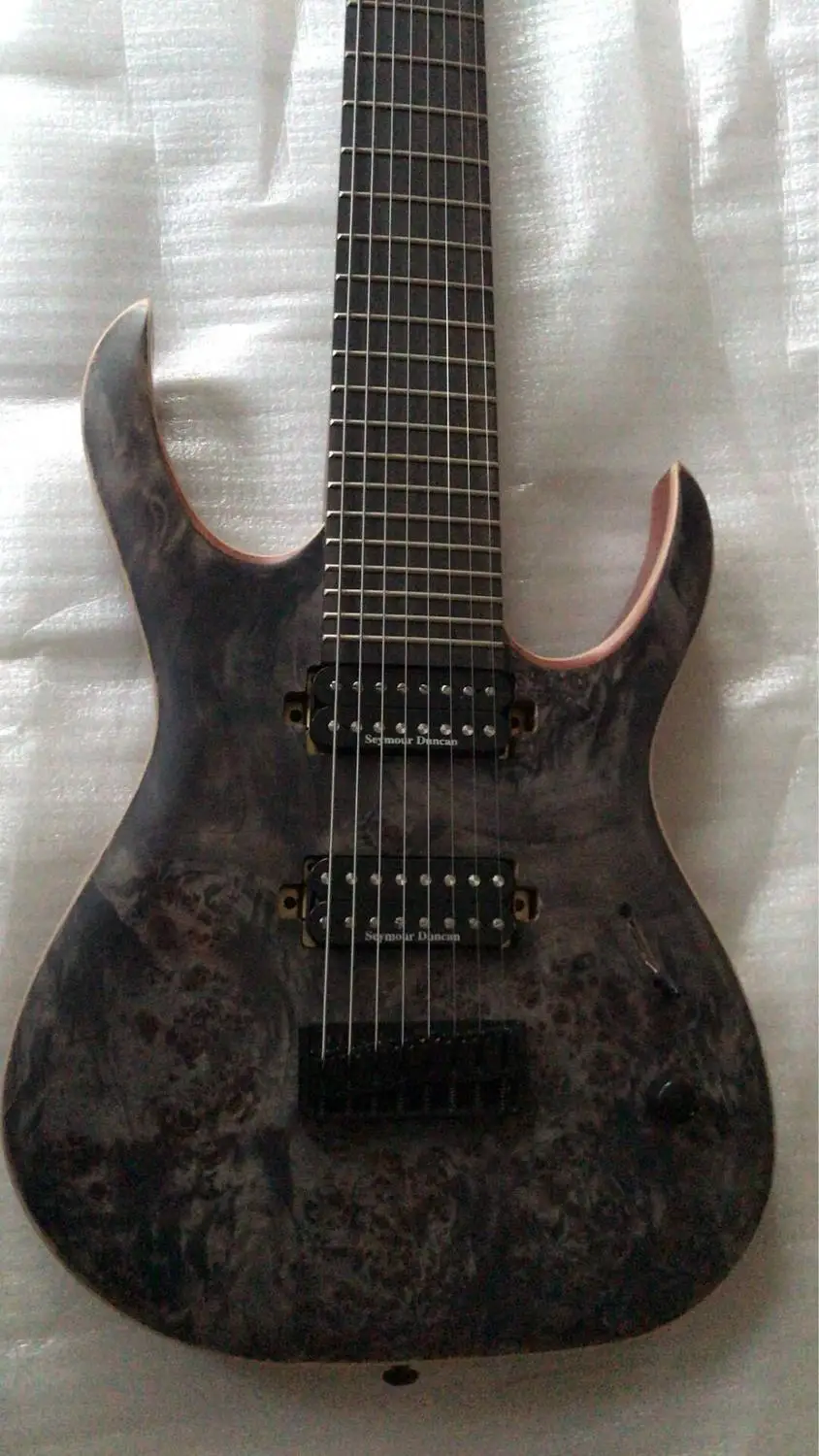 Новое поступление китайская гитара 7 струн электрическая цельный гриф кленовый